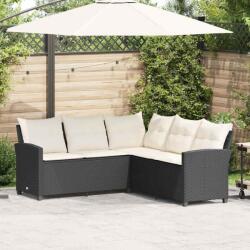 vidaXL fekete polyrattan L-alakú kanapé párnákkal (365415)