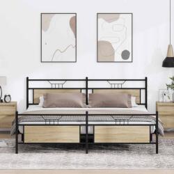 vidaXL sonoma tölgy színű fém ágykeret matrac nélkül 200 x 200 cm (3325101)