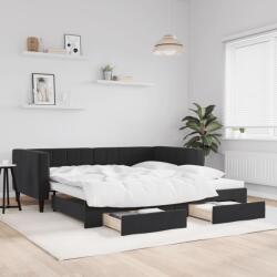 vidaXL fekete kihúzható bársony heverő fiókkal 90 x 190 cm (3196754)