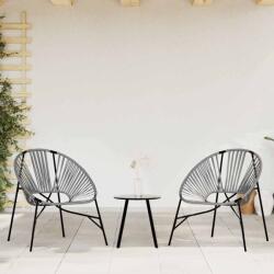 vidaXL 3 db fekete és világosszürke polyrattan kerti szék szett (4009294)