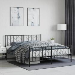 vidaXL fekete fém ágykeret matrac nélkül lábtartóval 160 x 200 cm (374458)