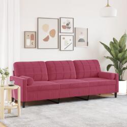 vidaXL 3 személyes bordó bársony kanapé díszpárnákkal 210 cm (3278243) - vidaxl