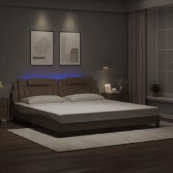 vidaXL cappuccino színű műbőr ágykeret LED-világítással 200 x 200 cm (3214047)