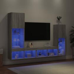 vidaXL 4 darab szürke sonoma színű szerelt fa fali TV-bútor LED-del (3216659)