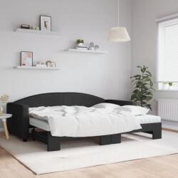 vidaXL fekete kihúzható szövet heverő matracokkal 90 x 200 cm (3197208)