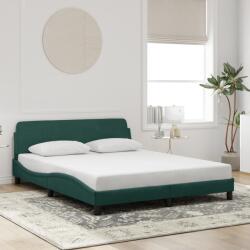 vidaXL sötétzöld bársony ágykeret matrac nélkül 160x200 cm (373215)