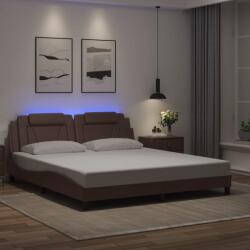 vidaXL barna műbőr ágykeret LED-világítással 180 x 200 cm (3214038) - vidaxl