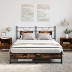 vidaXL füstös tölgy színű szerelt fa ágykeret matrac nélkül 140x200 cm (4106909)