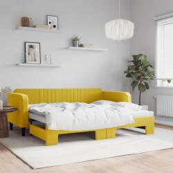 vidaXL sárga kihúzható bársony heverő 90 x 200 cm (3197068)