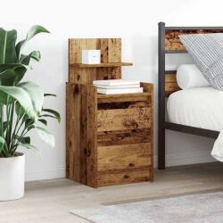 vidaXL 2 db antik fa színű éjjeliszekrények 2 fiókkal 38x34x80 cm (861370)