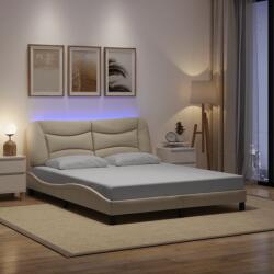 vidaXL krémszínű szövet ágykeret LED-ekkel matrac nélkül 160 x 200 cm (3213716)