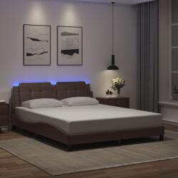 vidaXL barna műbőr ágykeret LED-világítással 160 x 200 cm (3214119) - vidaxl