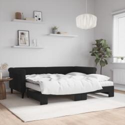 vidaXL fekete kihúzható bársony heverő matracokkal 90 x 190 cm (3197810)
