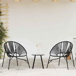 vidaXL 3 db fekete polyrattan kerti szék szett (4009292)