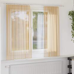 vidaXL 2 db homokszínű fátyolfüggönyök hurokkal 140x175 cm (4102307)