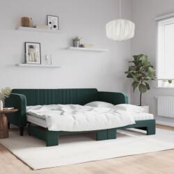 vidaXL sötétzöld kihúzható bársony heverő matraccal 100 x 200 cm (3197096)