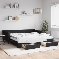 vidaXL fekete kihúzható szövet heverő fiókokkal 100 x 200 cm (3197487)