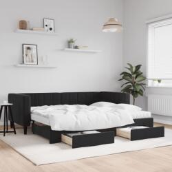 vidaXL fekete kihúzható bársony heverő fiókkal 90 x 190 cm (3196778)