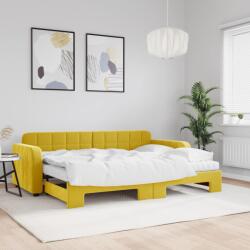 vidaXL sárga kihúzható bársony heverő matraccal 80 x 200 cm (3196951)