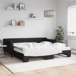 vidaXL fekete kihúzható szövet heverő matracokkal 100 x 200 cm (3197451)