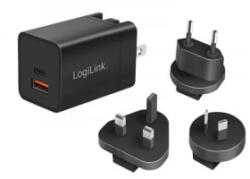 LogiLink USB utazási töltő, GaN, 2 port, USB-AF és USB-CF, 30 W, PD-vel (PA0301)