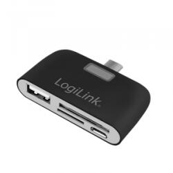 LogiLink USB-C hub, kártyaolvasóval SD/microSD-hez, fekete (CR0044) (CR0044)
