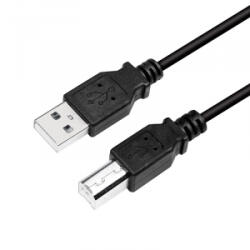 LogiLink USB 2.0 kábel, USB-A/M - USB-B/M, fekete, 3 m (CU0008B) (CU0008B)