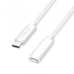 LogiLink USB 2.0 Type-C kábel, C/M-USB-C/F, PD, fehér, 1 m (CU0220)
