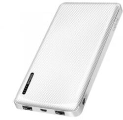 LogiLink Powerbank 10000 mAh, 2x USB-A, USB-C, mikro-USB, kapcsolási funkcióval, fehér (PA0316W) (PA0316W)