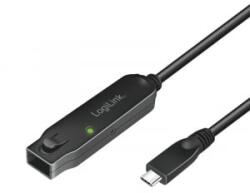 LogiLink USB 3.2 Gen2 kábel, USB-C/M-USB-C/F, erősítő, fekete, 5 m (UA0418) - aqua