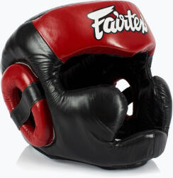 Fairtex Box fejvédő Fairtex Diagonal Vision Sparring Headguard - Full Head Coverage black/red