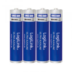 LogiLink Ultra Power AAA alkáli elemek, Micro, 1, 5V, 4 db (LR03B4) (LR03B4) - aqua