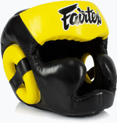 Fairtex Box fejvédő Fairtex Diagonal Vision Sparring Headguard - Full Head Coverage black/yellow