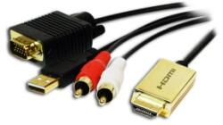 LogiLink HDMI kábel, A/M HD15/M+USB-A+2x RCA/M, HD, 2 m (CV0052A)