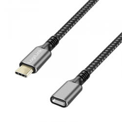 LogiLink USB 3.2 Gen1 Type-C kábel, C/M-USB-C/F, PD, alu, fekete/szürke, 2 m (CUA0109)