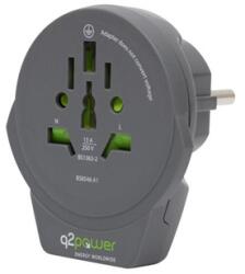 q2power 1.100110-TH "World to Europe USB" utazóadapter, USB 5V (1.100110-TH)