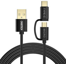 Choetech 2 az 1-ben USB Kábel USB-C / Micro USB, 1) Fekete (XAC-0012-101BK)
