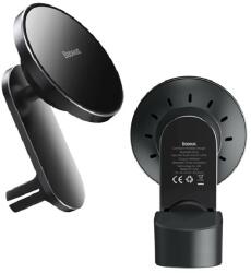 Baseus [Apple iPhone 14] autós tartó (műszerfalra, szellőzőre, tapadókorongos, 15W, MagSafe) FEKETE