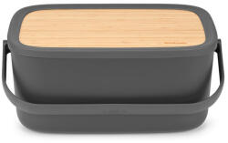 Brabantia Cutie de paine Brabantia Nic 1003255, 39.5 cm, Capac din bambus, Maner de transport, Gri (1003255)