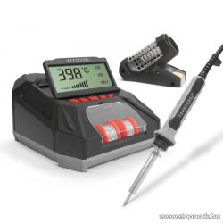 Fahrenheit 28006 Digitális forrasztópáka állomás LCD kijelzővel, pákaheggyel, ónnal és szivaccsal, 230 V, 48 W