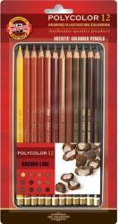 KOH-I-NOOR Polycolor Artist's Coloured Pencils Színes ceruza készlet Browns 12 db (3822012014BL)