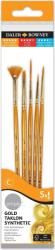 Daler-Rowney Simply Acrylic Brush Gold Taklon Synthetic Round Liner Angle Shader and Fan Ecsetkészlet 5 db (216920500)