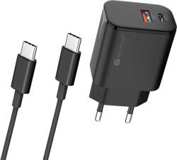 mobilNET STURDO töltő adapter 20W, PD + QC 3.0, 3A USB-C kábellel, fekete