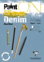 Clairefontaine Paint'On Pad Denim Blue Glued Vázlatfüzet 15 A4 250 g (975701C)