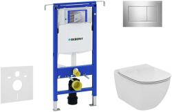 Geberit Duofix - WC modul nyomógombbal Sigma30, fényes króm/matt króm + Ideal Standard Tesi - WC és ülőkével, Aquablade, SoftClose 111.355. 00.5 NU6 (111.355.00.5 NU6)
