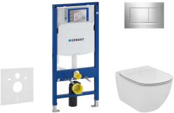 Geberit Duofix - WC modul nyomógombbal Sigma30, fényes króm/matt króm + Ideal Standard Tesi - WC és ülőkével, Aquablade, SoftClose 111.300. 00.5 NU6 (111.300.00.5 NU6)