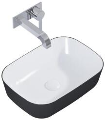 AREZZO design design pultra ültethető mosdó RENI 46x33, fényes fehér / matt fekete AR-146111 (AR-146111)