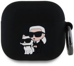  Airpods 4 tartó: Karl Lagerfeld & Choupette 3D - fekete szilikon tok - graffistore
