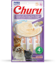 Inaba Cat Churu Püré - csirke, garnélával 4 x 14 g - webshop