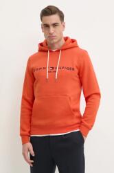 Tommy Hilfiger felső narancssárga, férfi, nyomott mintás, kapucnis - narancssárga S